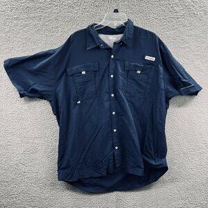 Columbia PFG‎ Bahama II Men Shirt XXL Navy Blue Vent Fishing Omni Shade